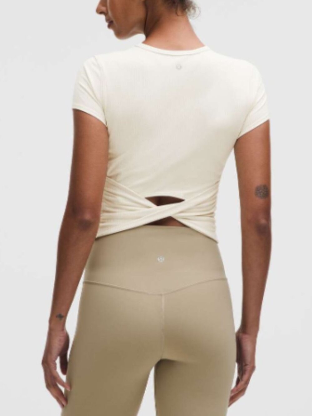 Lululemon All It Takes Back-Twist Ribbed Short-Sleeve Shirt Light Ivory Nulu 6